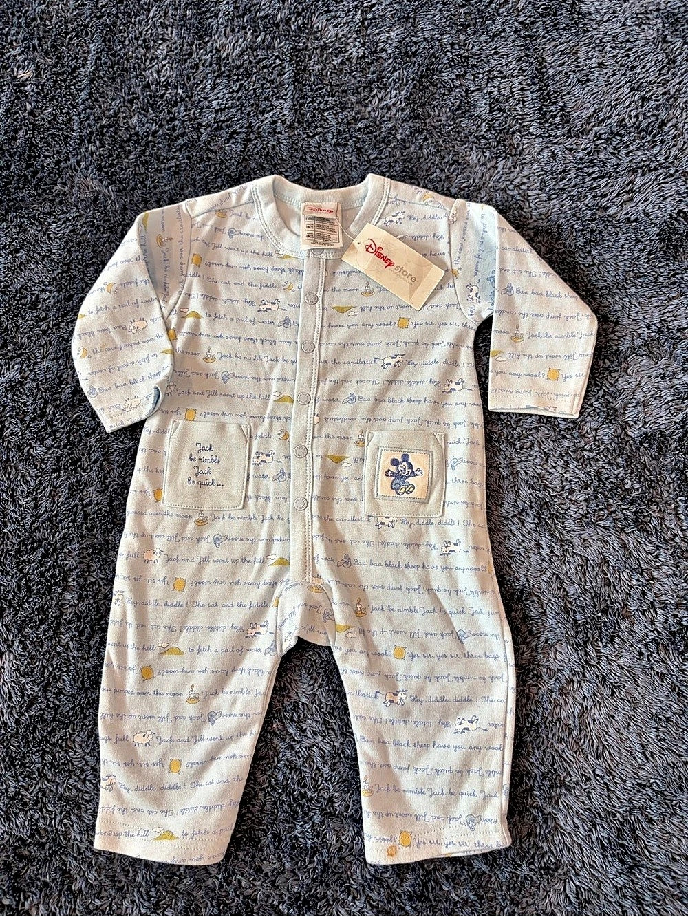 Disney Mickey Mouse Baby Footie in Blue & White Size 3M NWT